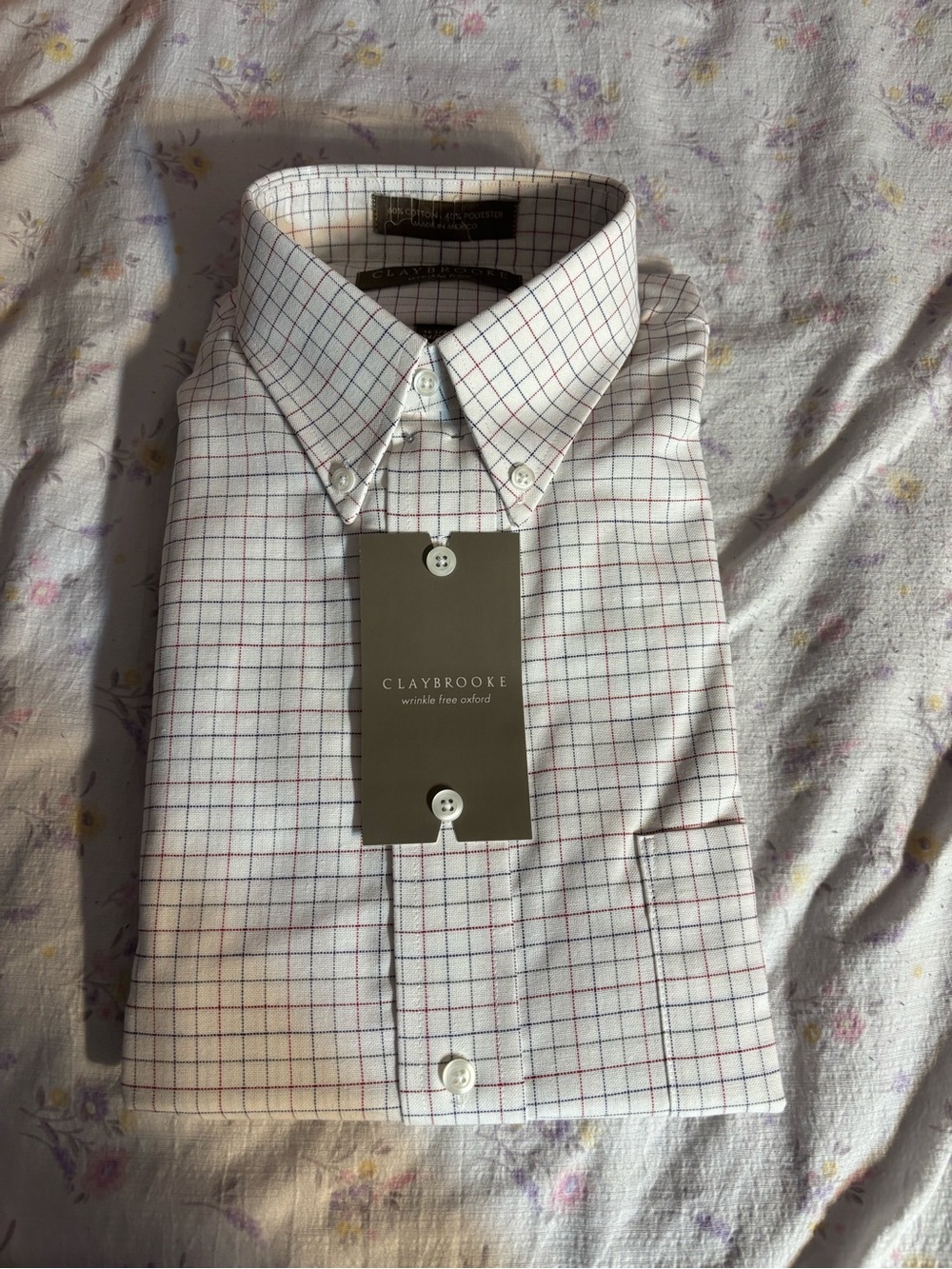CLAYBROOKE White Check Button-Down Dress Shirt NWT